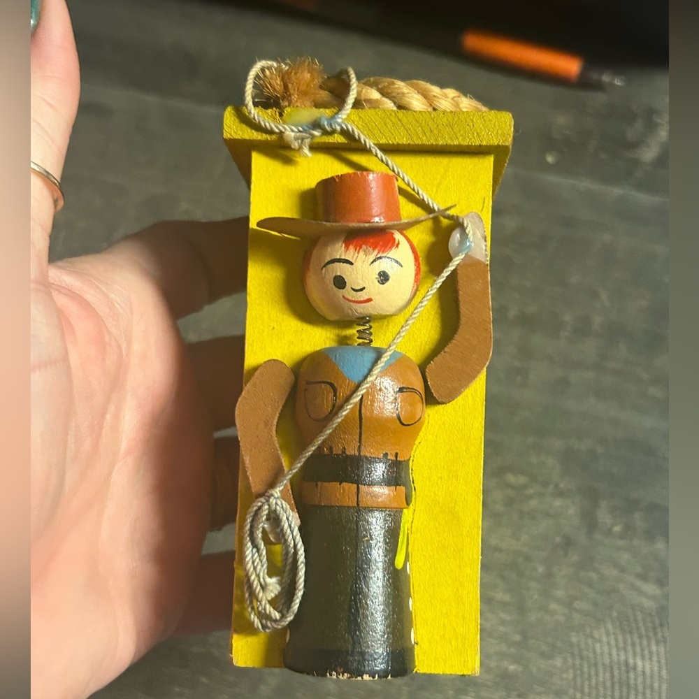 Dan-Dee Imports - Vintage Wooden Cowboy‎ Pencil Holder - Bobble Head
